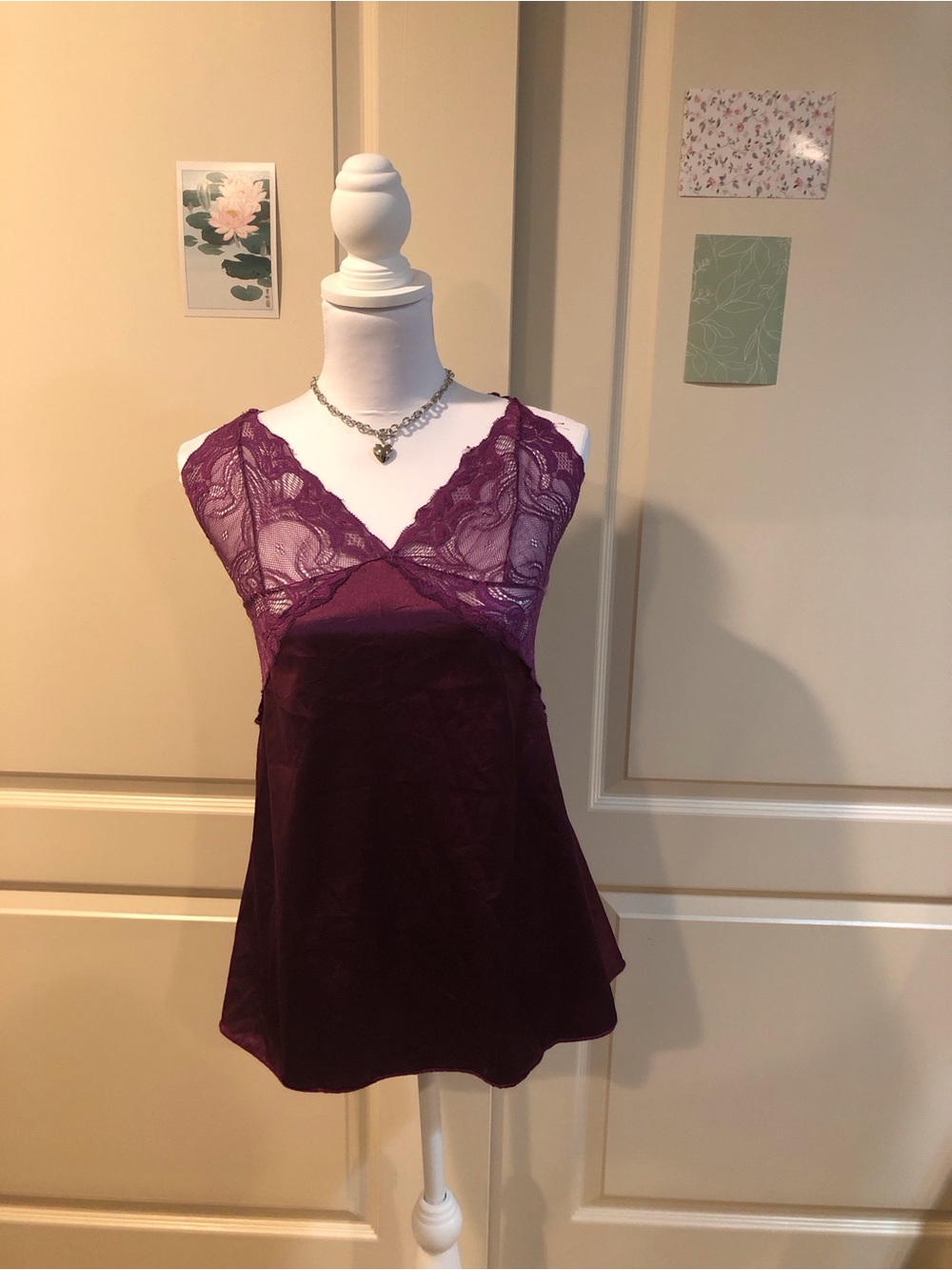 Women's Lace-Trim Chemise Slip in Plum